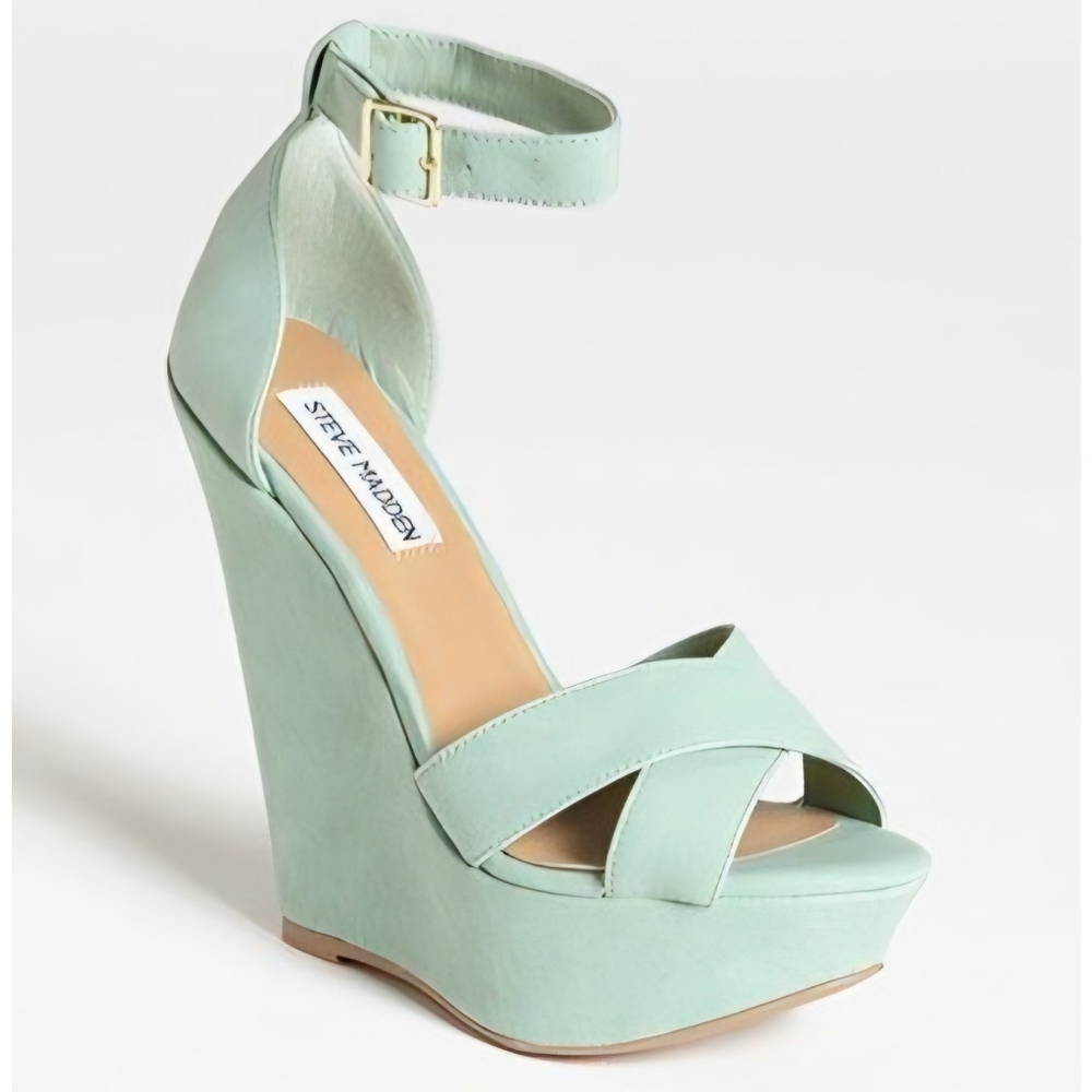 Steve Madden Xenon Mint Green Platform Wedge Sandals